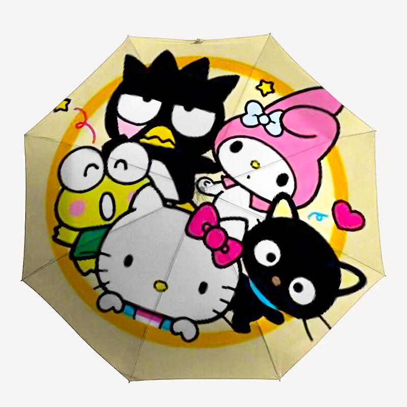 1pc Hello Kitty Friends Circle Umbrella with Plastic Handle,Suitable for All Seasons Home Travel Outdoor UmbrellaSanlio096