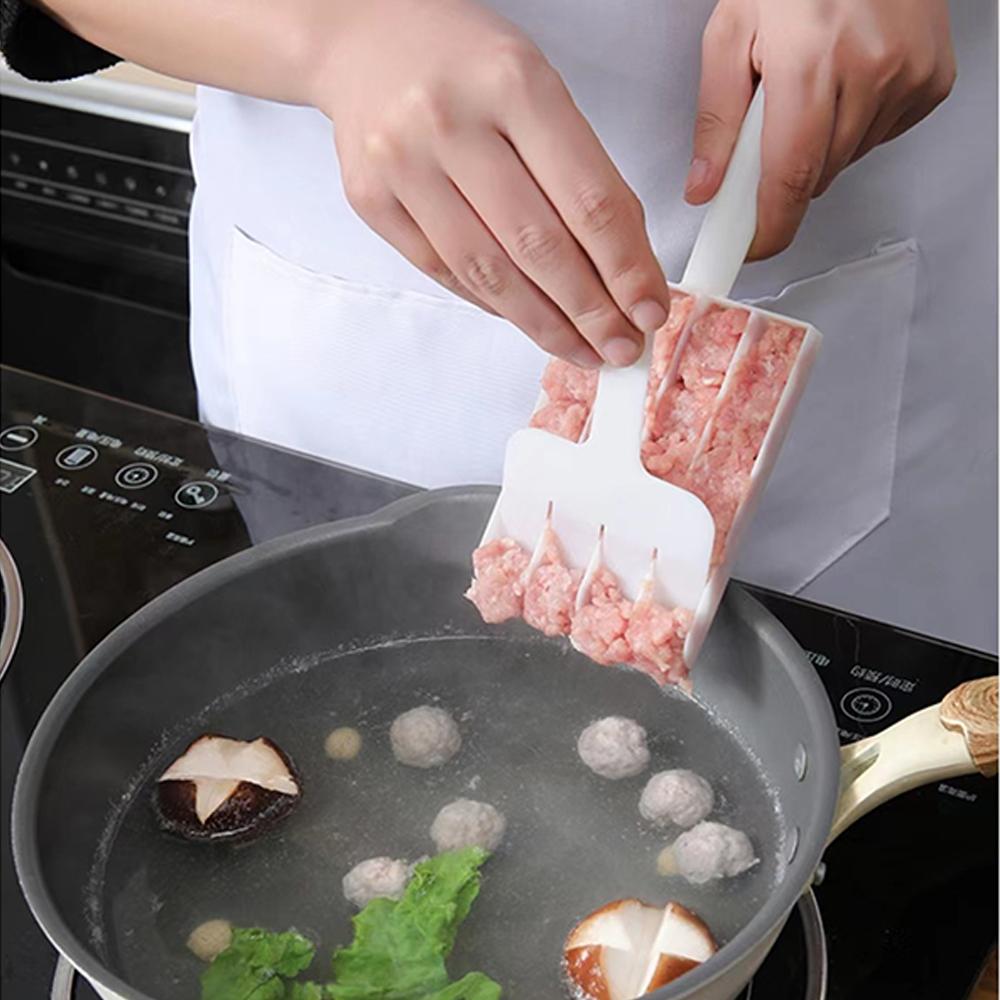 Креативный кухонный инструмент для приготовления фрикаделек своими руками, ложка с лопаткой для нарезки (4 фрикадельки *2)