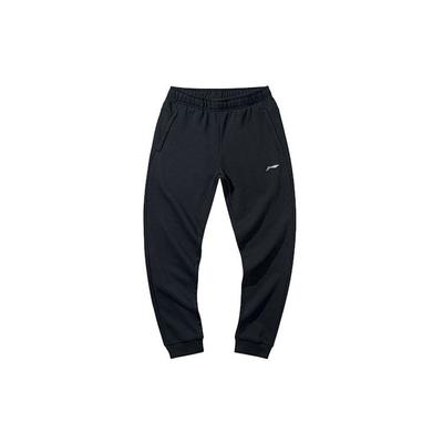 Мужские спортивные штаны Li Ning из флиса, однотонные, черные AKLP871-12