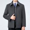 Autumn and Winter New Cashmere Jacket for Men, Middle-aged Dad, Business Casual Wool Lapel Jacket with Removable Down Liner