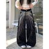 Women Vintage Y2k Rhinestone Jeans Harajuku Black Goth Baggy Denim Trousers Japanese Grunge Streetwear Pants