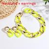 Female Resin Fluorescent Necklace And Earrings Jewelry Set With Electroplated Finish For Autumn