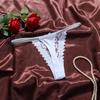 Удобные Кружевные Цветочные Стринги с Низкой Талией Мягкие Однотонные Трусики с Блестящим Поясом Нижнее Белье T-back Трусики Для Повседневной Носки
