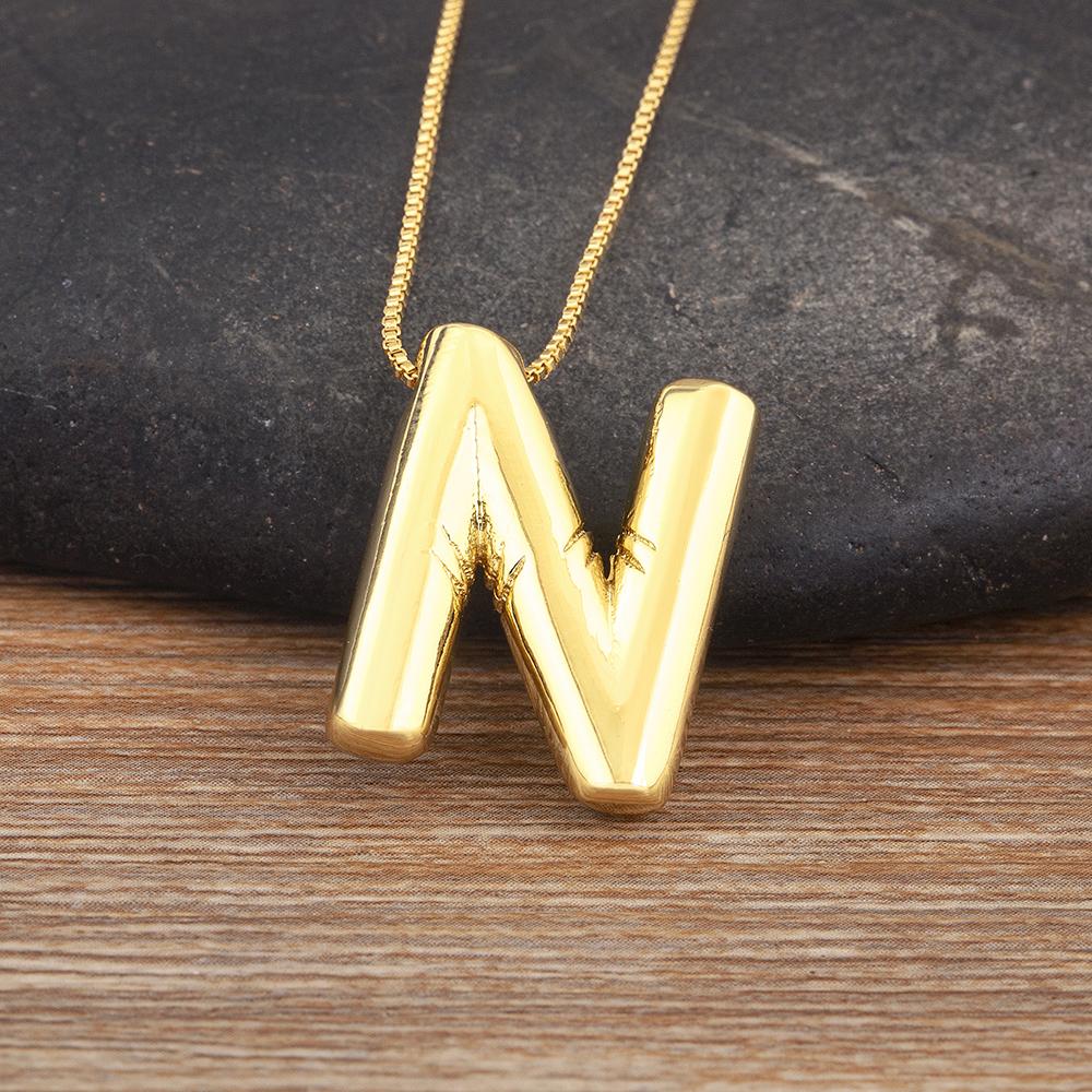 Nidin New Retro Punk Style Copper A-Z Letters Pendant Necklace Initials Alphabet For Women Vintage Name Jewelry Daily Party Gift