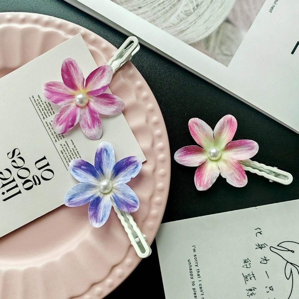 10Pcs Orchid Orchid Hair Clip with Pearl Embellishments Floral Hair Clip Beach Vacation Photography