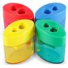Double Hole Pencil Sharpener with Lid Plastic Manual Pencil Sharpener Portable Colored Pencil Sharpener for Kids Adults Students School Office