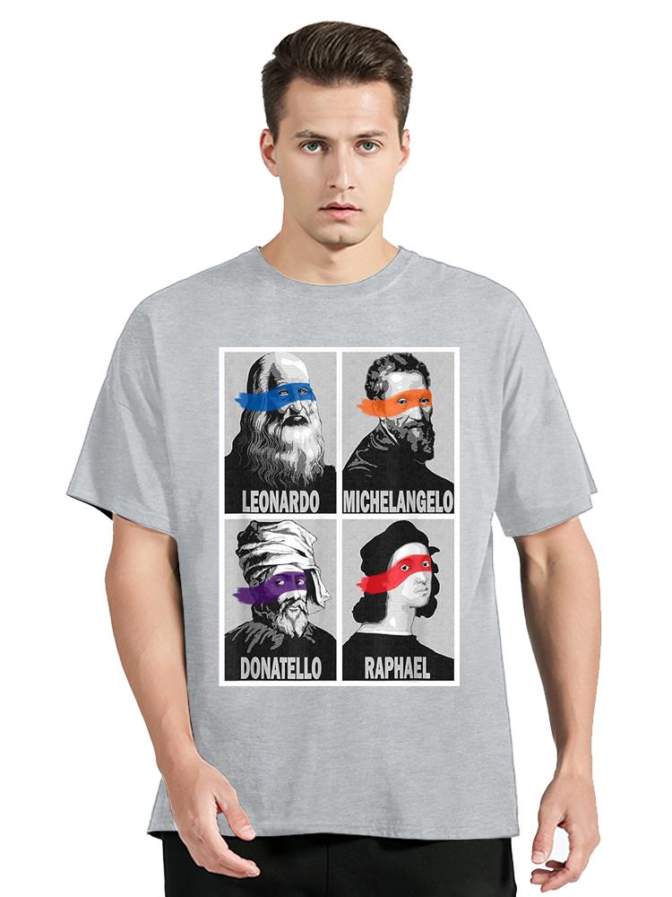 Leonardo Michelangelo Donatello Raphael Ninja Artist Tshirt Cotton Unisex Tops Tees Casual Ocollar Tshirt Fashion New T Shirt