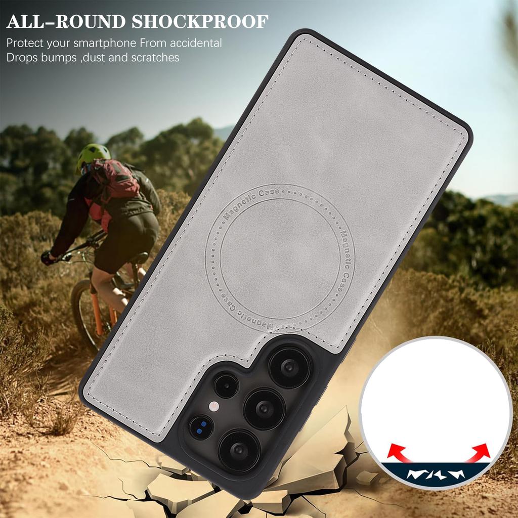 Магнитный беспроводной чехол для телефона для Samsung S24 - 25 серии, 8 цветов веганская ПУ кожа, всесторонняя противоударная защита