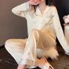 Ladies 2 Sets of Ice Silk Pajamas Homewear Women Spring New Summer Long-Sleeved Casual Cardigan Sweet and Lovely Homewear