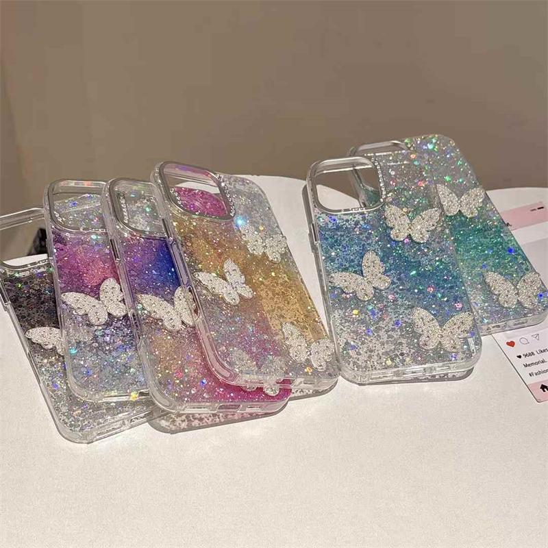 Чехол для iPhone 16 Pro Max Diamond Glitter Butterfly для iPhone 16 15 14 13 12 11 Pro Max Plus Diamond Lens Protection Противоударный чехол