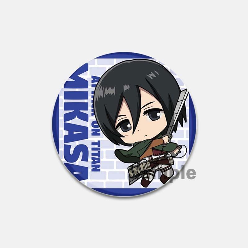 58 мм модные ювелирные аксессуары, значок «Атака Титанов», аниме-фигурка, Леви Микаса, булавки для лацканов, мультяшная косплей, одежда, сумка, броши, подарки