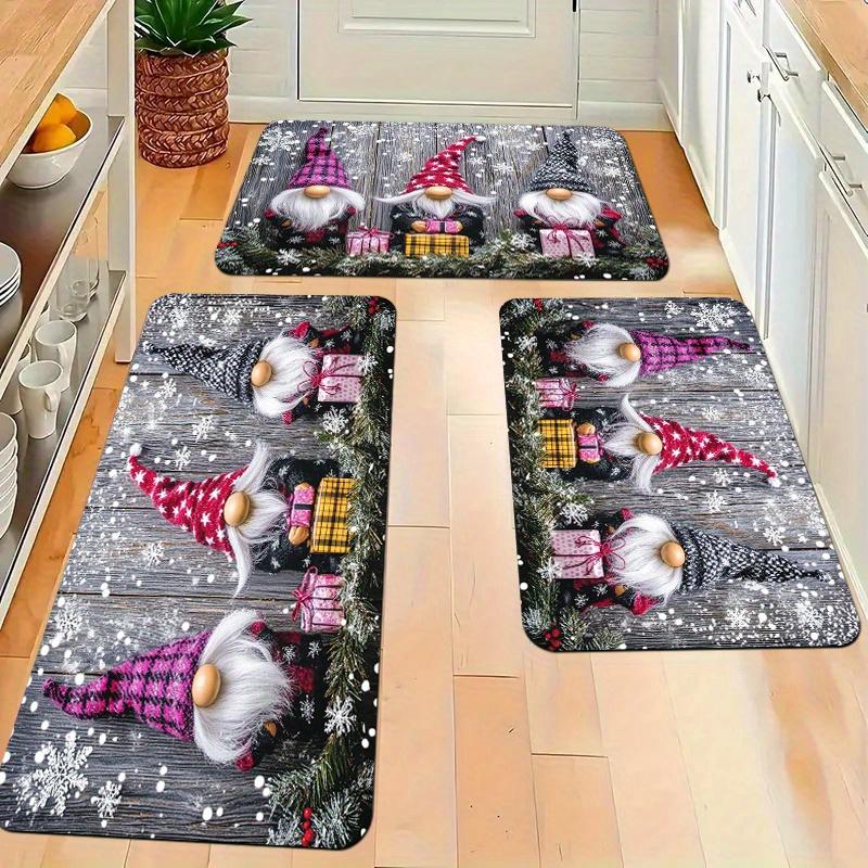 Christmas Carpet Kitchen Rug 3pc Carpet Soft Winter Carpet Doormat Welcome Mat Living Room Carpet Rug For Bedroom Home De