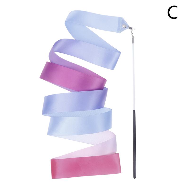 2M Dance Ribbons Rhythmic Girl Art Gymnastics Ballet Streamer Twirling Rod Rainbow Stick Sports Training Ribbon Dancer Wands
