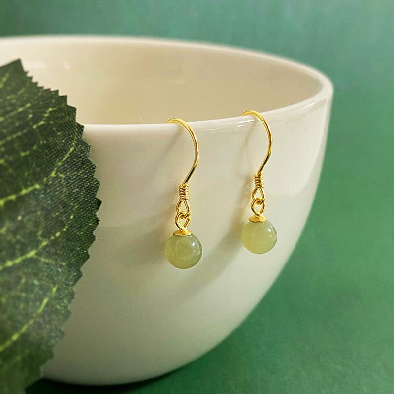 Новые китайские серьги-крючки Hetian Jade для женщин в стиле ретро для девочек в китайском стиле, новые украшения для ушей