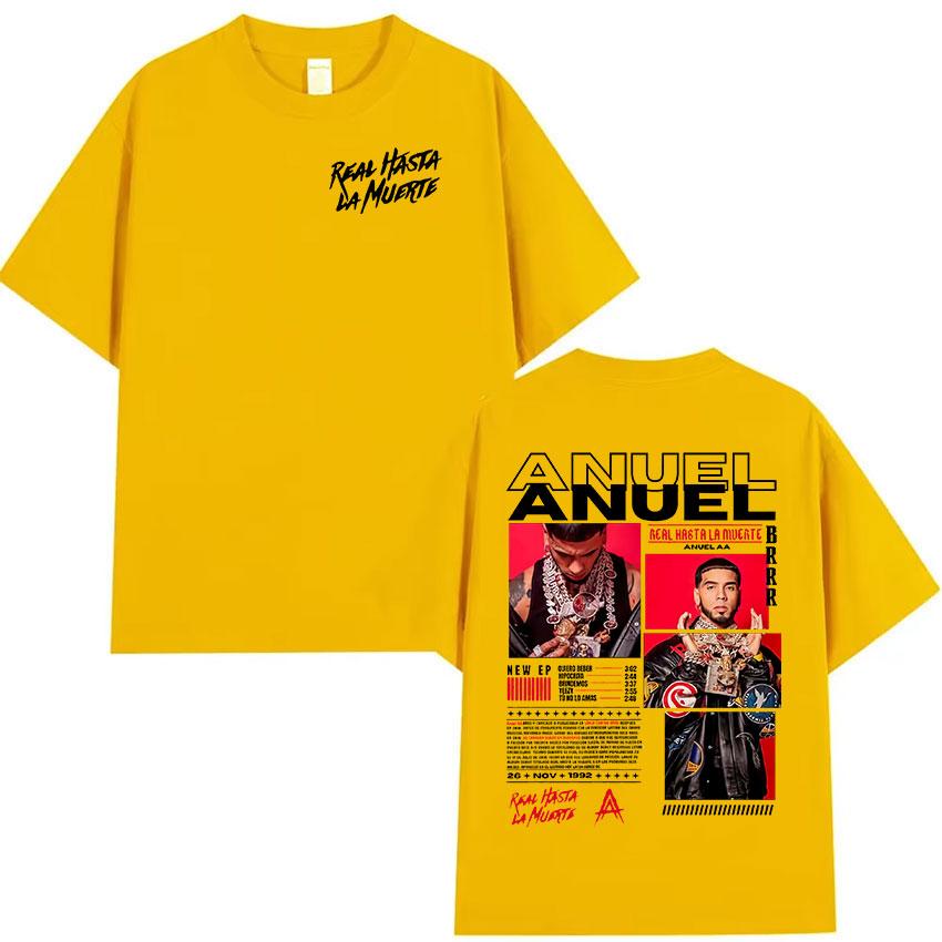 Rapper Anuel AA Real Hasta La Muerte Tour 2025 new Album T Shirts Mens Hip Hop gothic TShirts 100 Cotton Short Sleeve TShirt