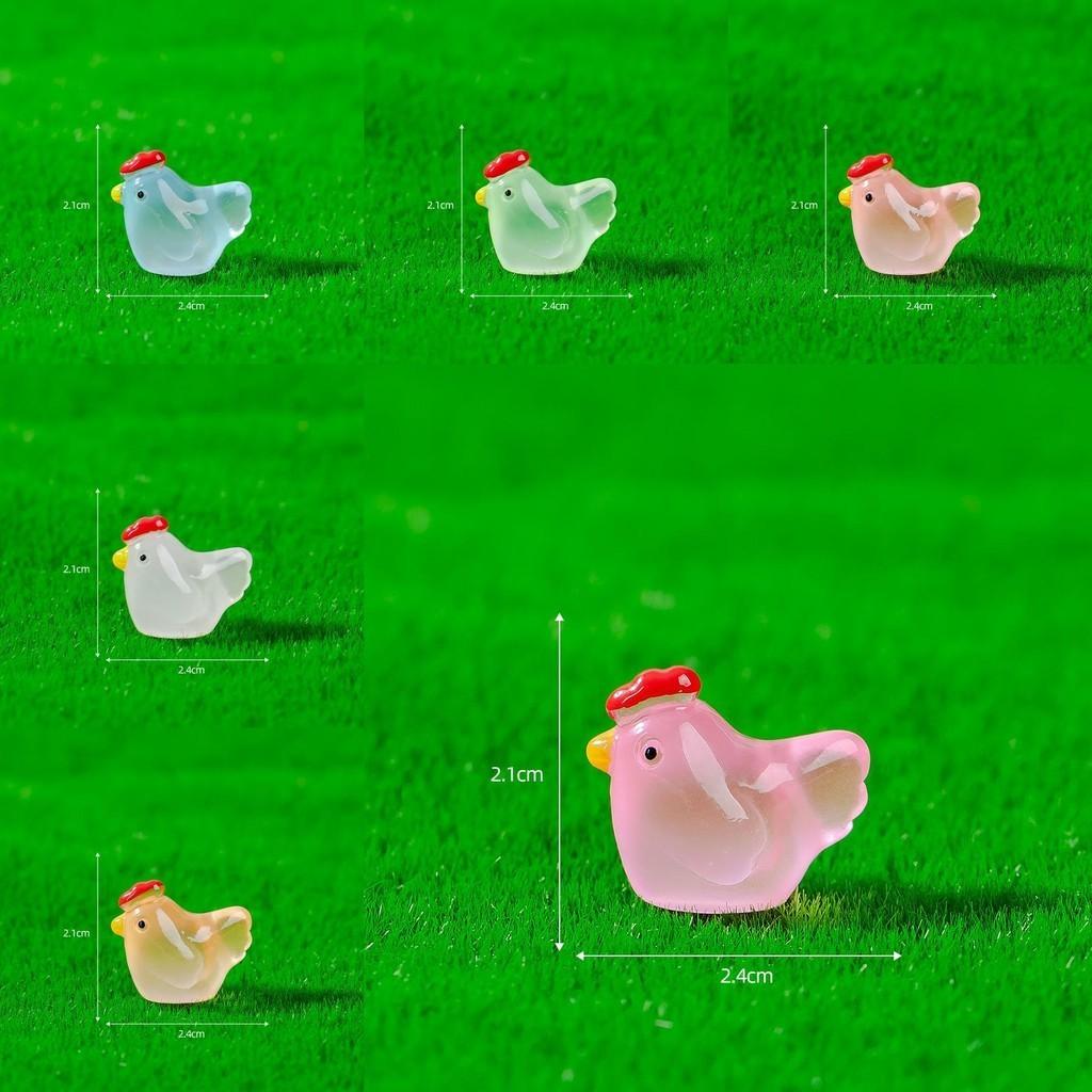 Милая люминесцентная полимерная фигурка курицы, садовое украшение, в восьми цветах