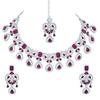 Ожерелье с фиолетовыми кристаллами и бриллиантами, серьги и Maang Tikka для женщин - комплект украшений для вечеринки, свадьбы, помолвки для мужчин
