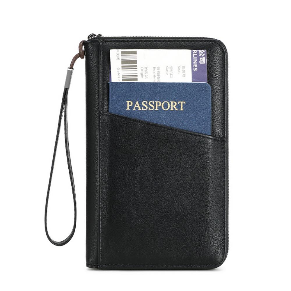 Кошелек-зажим для паспорта из ПУ-кожи, противокражный, с RFID-блокировкой, сумка для дорожных документов, большая вместимость, водонепроницаемый, RFID-держатель для паспорта