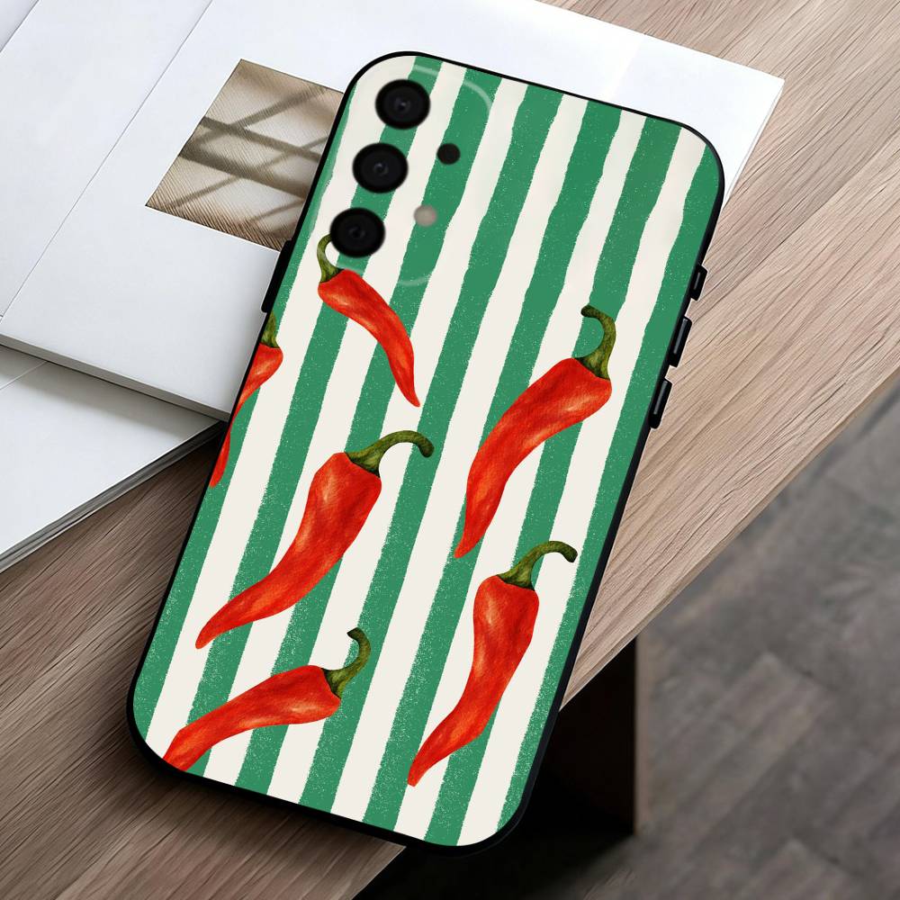 L-Love Red Chili  phone Case For Samsung Galaxy A73,A72,A71,A70,A53,A52,A51,Others Soft Black Shell
