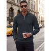 Men S Striped Waffle Knit Half Zip Stand Collar Long Sleeve Casual Pullover Sweatshirt