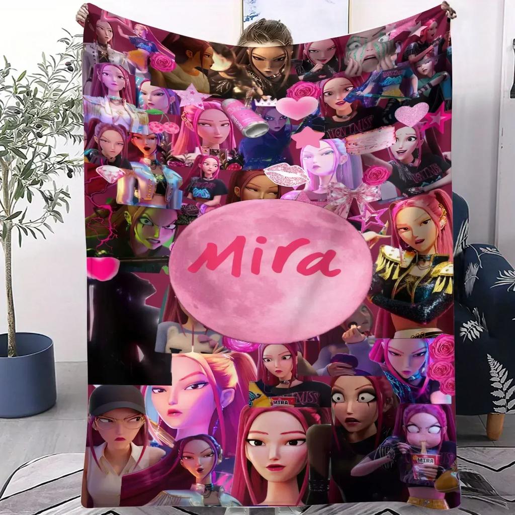 K-Pop Demon Huntrix Blanket Hot Anime Soft Warm Flannel Throw Travel Camping Sofa Bed Cover Living Room Decor Anime Fans Gift