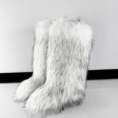 Пушистые Сапоги Длинные Высокие Зимние Имитация Лисьего Меха Пушистые Снежные Сапоги Мужские и Женские Зимние Большого Размера Меховые Сапоги Выше Колена