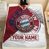Custom Name FC Bayern München Flannel Blanket, High quality Comfortable for All Seasons, Home Decor, Warmth and Comfort