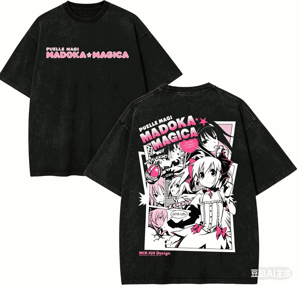 Puella Magi Madoka Magica Хлопковая футболка Одежда на весь год Высокое качество Личность Одежда Большие размеры Унисекс Новая модель Ретро Мода