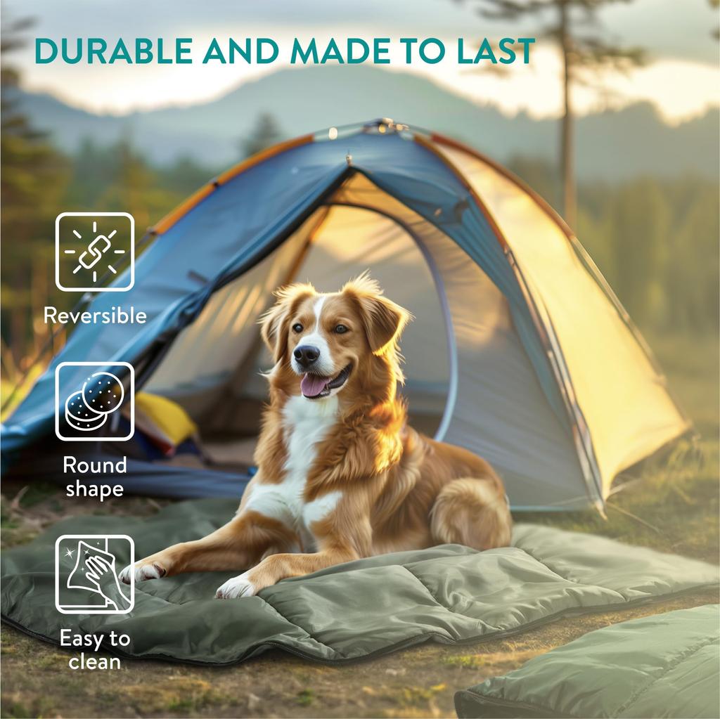 Navaris Собака Спит 100см Складная Кровать для Собак и Подходит для Наружных Температур от до Мешок, Диаметр, Зеленый, Кошки, Кемпинг, 10°C -5°C