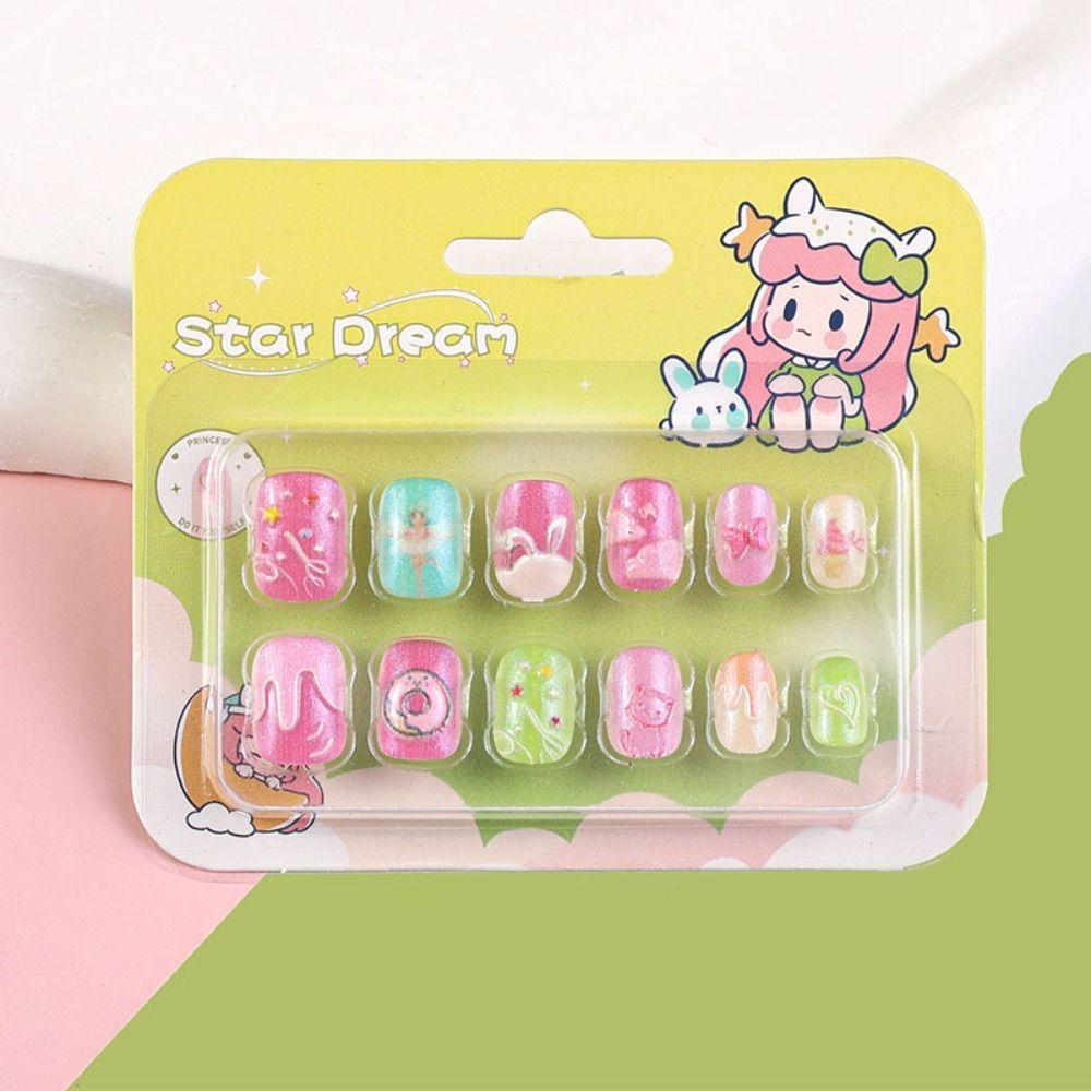 Cute Children Nail Patches Short Press on Nails Fashion False Nails  for DIY