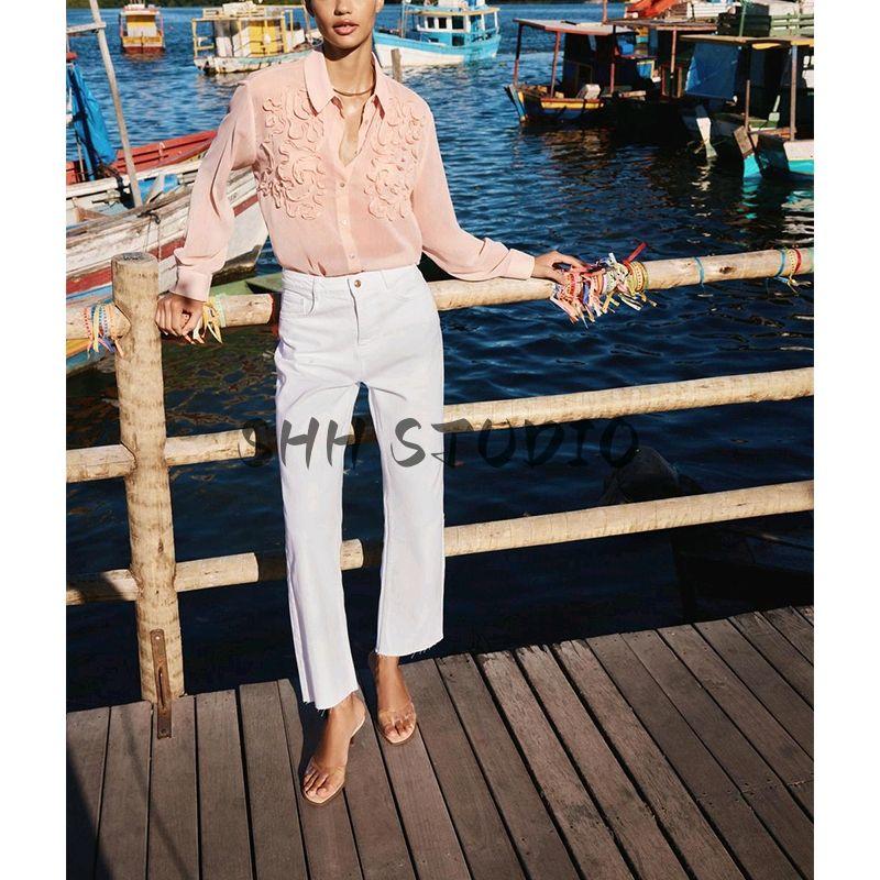 Spring New Women's Clothing Metal Button Decoration Multi-Color Selection Straight High Waist Casual Denim 6164059