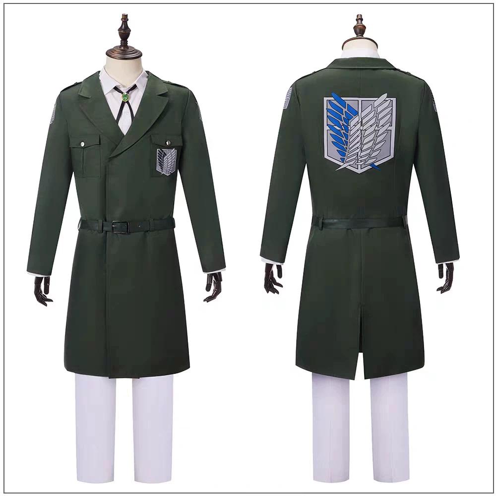 Attack on Titan Season 4 Survey Corps Trench Coat, Military Green Long Corps Uniform Cosplay Outfit