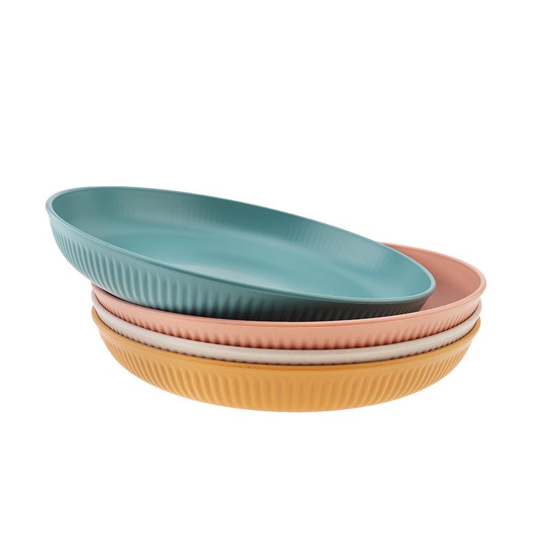 4 шт. 8,9-дюймовые небьющиеся легкие тарелки из пшеничной соломы, пищевые, разноцветные, глубокие тарелки для микроволновой печи и посудомоечной машины