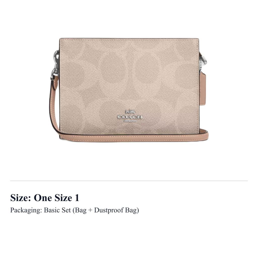 COACH SignatureCanvas Coated Canvas Crossbody Bag, Shoulder Bag Small Women's Silver & Sand & Taupe CAR12-SVPWH