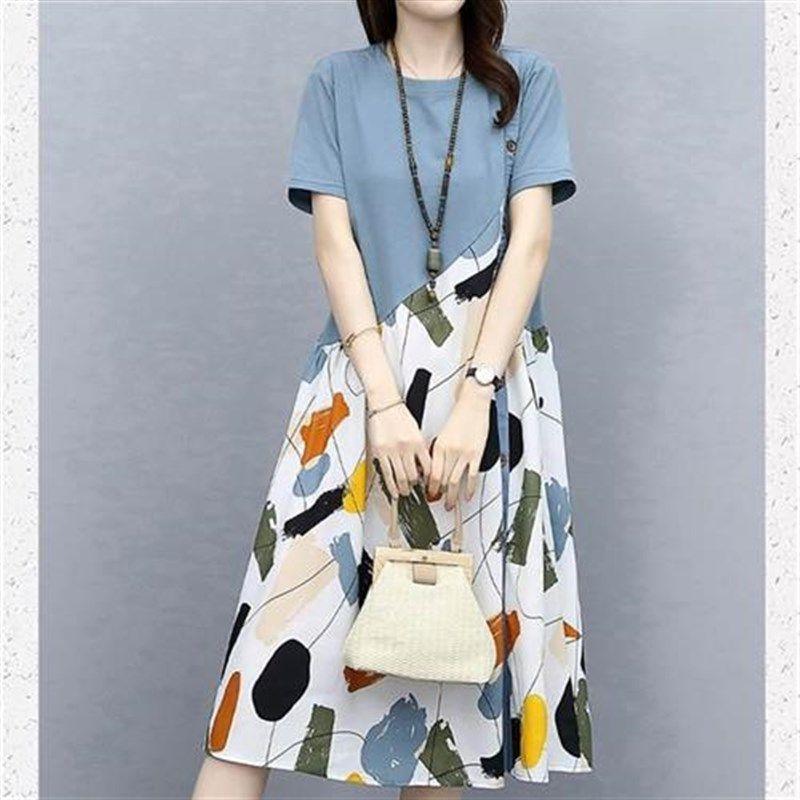 2023 Summer Women Loose Casual Print plus Size Dress Dresses