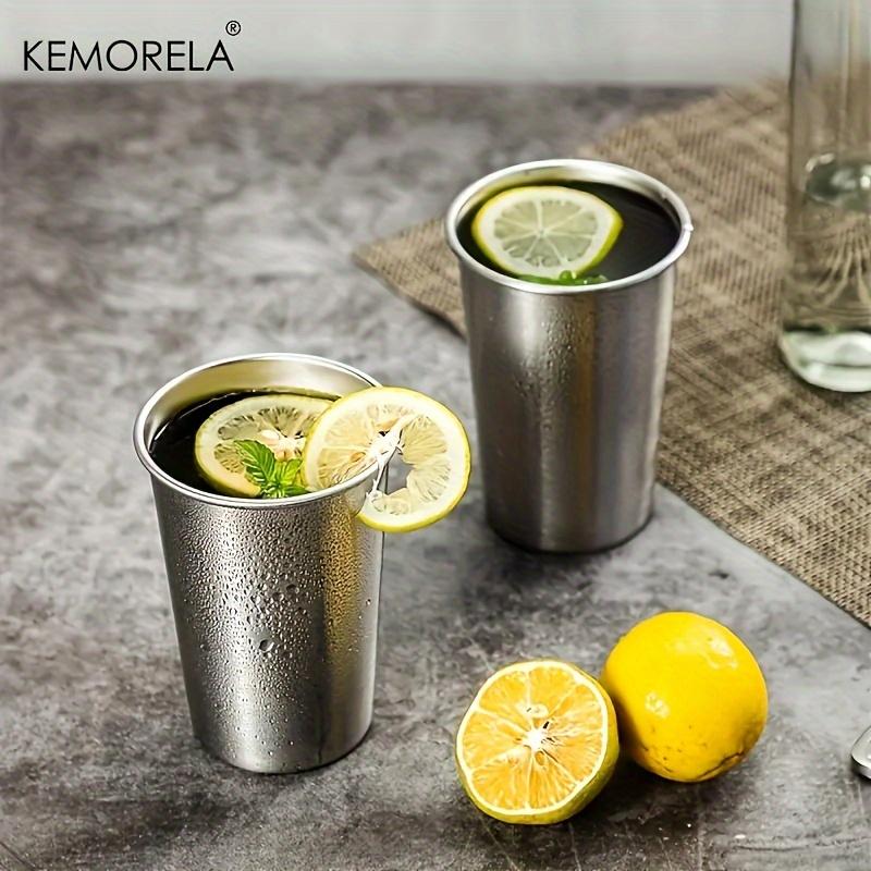 KEMORELA 2/4 шт. Стальные кружки 300/400 мл Стальные стаканы Пинта Туристические кружки Стаканы для питья Штабелируемая металлическая кружка