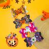 Festive Hair Styling Tools Halloween Glitter Bow Clips for Kids Baby Girls, Double Layer Holiday Themed Accessories Ghost/Pumpkin/Eyeball Bowtie Pins
