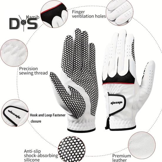 Перчатки для гольфа мужские, для левой руки, нескользящие, быстросохнущие, вентилируемые, износостойкие перчатки для гольфа для любых погодных условий