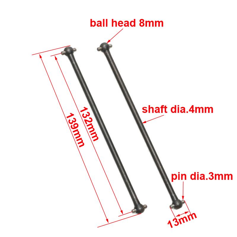 2PCS 1/8 Scale RC Car Dog-bone Drive Shaft 80.5/88/91/94/95/100/106/132/139.5mm Wheels Transmission Axle Linkage