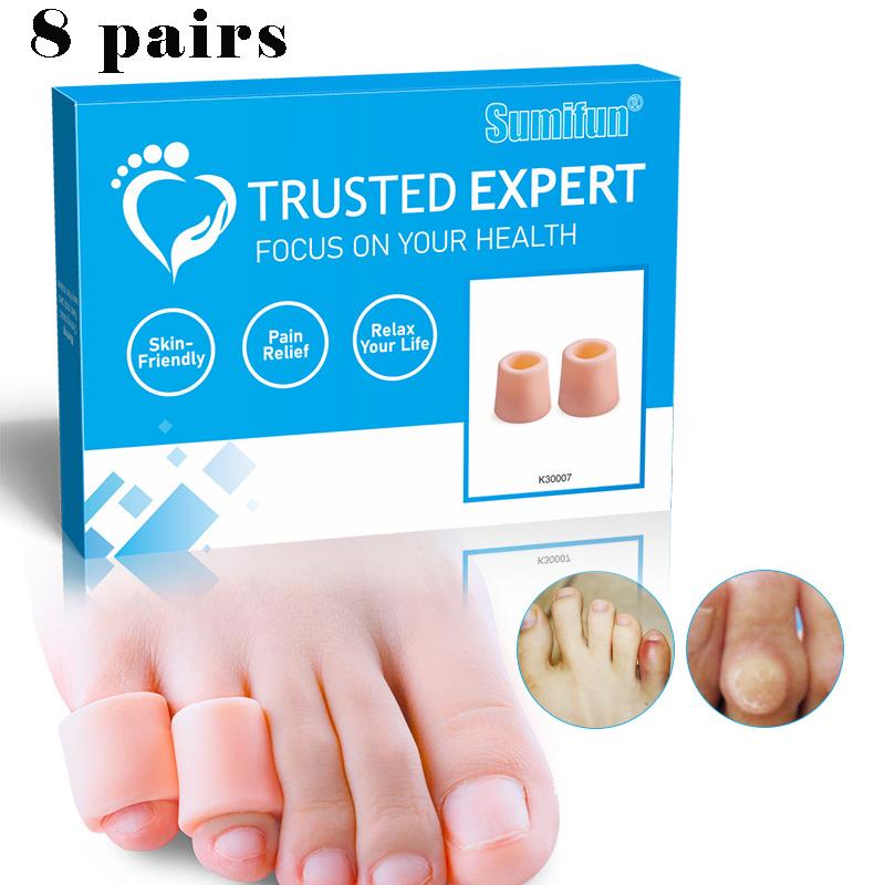 Sumifun 8pairs/box Skin Color Silicone Toe Protector Blister Corns Cover Toe Injury Protective Cover