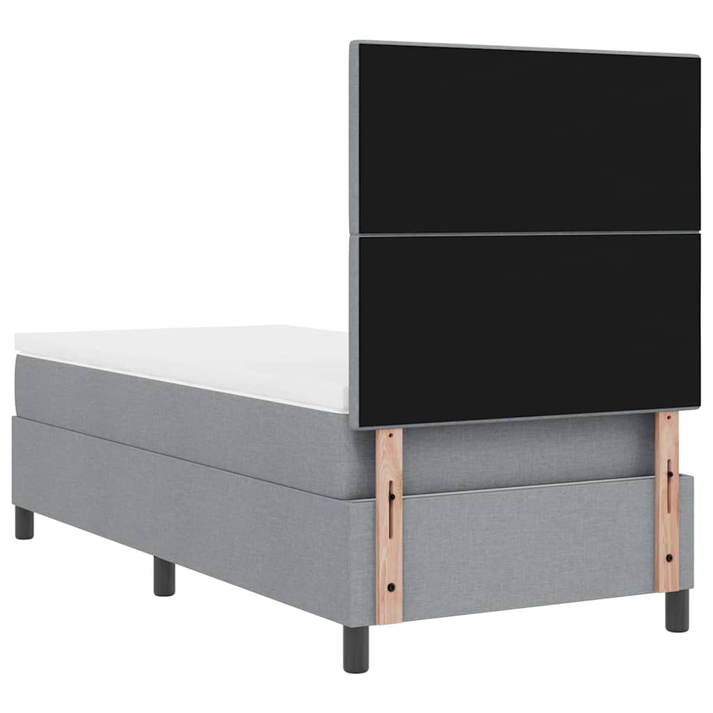 Box Spring Bed with Mattress Light Grey 80 x 200 cm Fabric