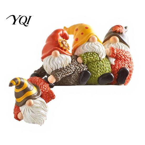Resin Holiday Tabletop Figurines Christmas Table Edge Sitter Figurine, Tug of War Hanging Character Decor, Snowman Solid Ornaments Gnome Santa Corner