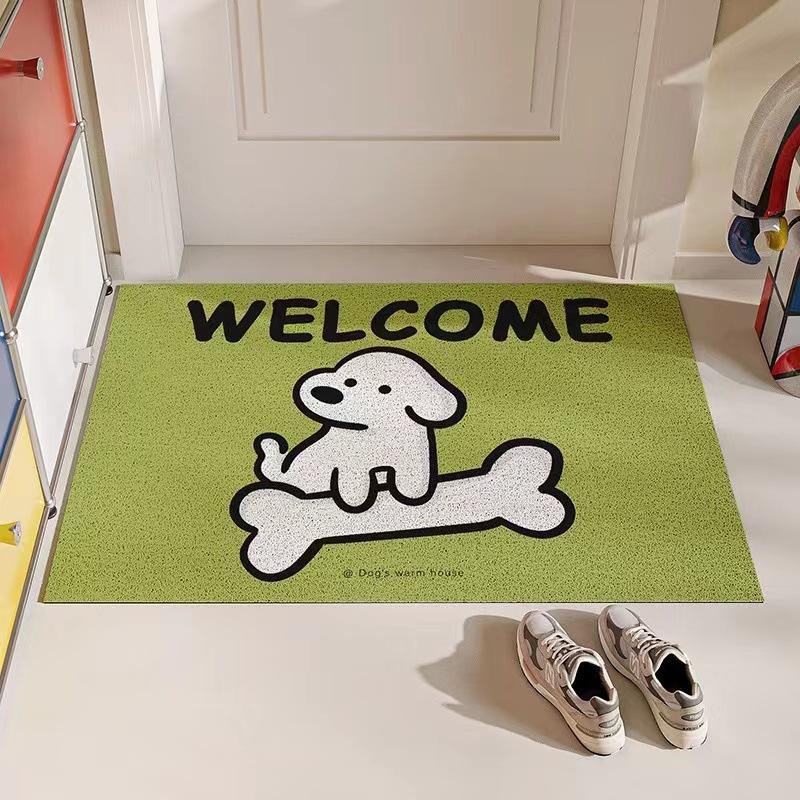 Cute Cartoon Dog Welcome Entrance Doormat Anti-slip PVC Floor Mat Entry Porch Hallway Entryway Home Decor Dust Removal Carpet
