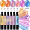 Набор из 6 лаков-ручек для ногтей Быстросохнущие на водной основе Инструменты для нейл-арта с тонкими кисточками для домашнего маникюра и педикюра