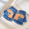 Children's Gloves with Half-Finger Flip Cover, Winter Cute Thickened Warm Five-Finger Gloves for Boys and Girls, Suitable for Elementary School