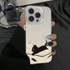 Cute Black Cat Pattern Electroplate IMD Phone Case For Samsung Galaxy S25 S24 S23 S22 S21 Ultra Plus A13 A14 A23 A15 A16 Cover
