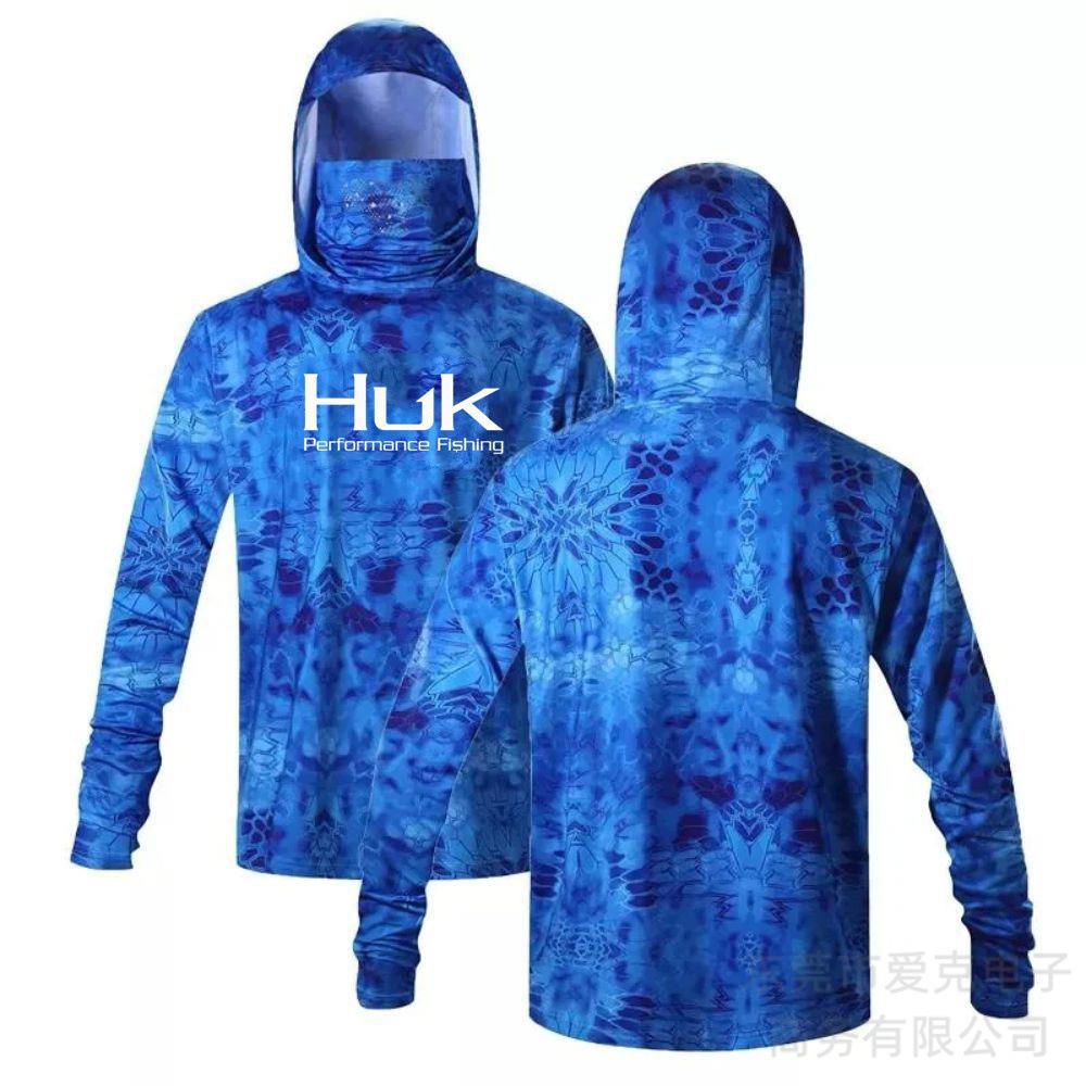Рыболовный костюм HUK мужская толстовка летняя защита от солнца с длинным рукавом рыболовная футболка с маской для активного отдыха рыболовная рубашка