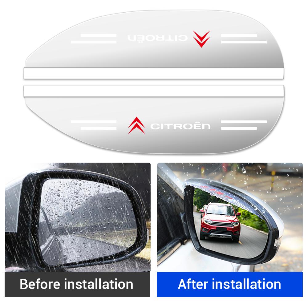 POOR1 Car Rearview Mirror Rain Eyebrow Sun & Snow Shield Visors Stickers For Citroen C5X e-C4 X e-C3 C4 C3 AIRCROSS C-Elysee C-Crosser