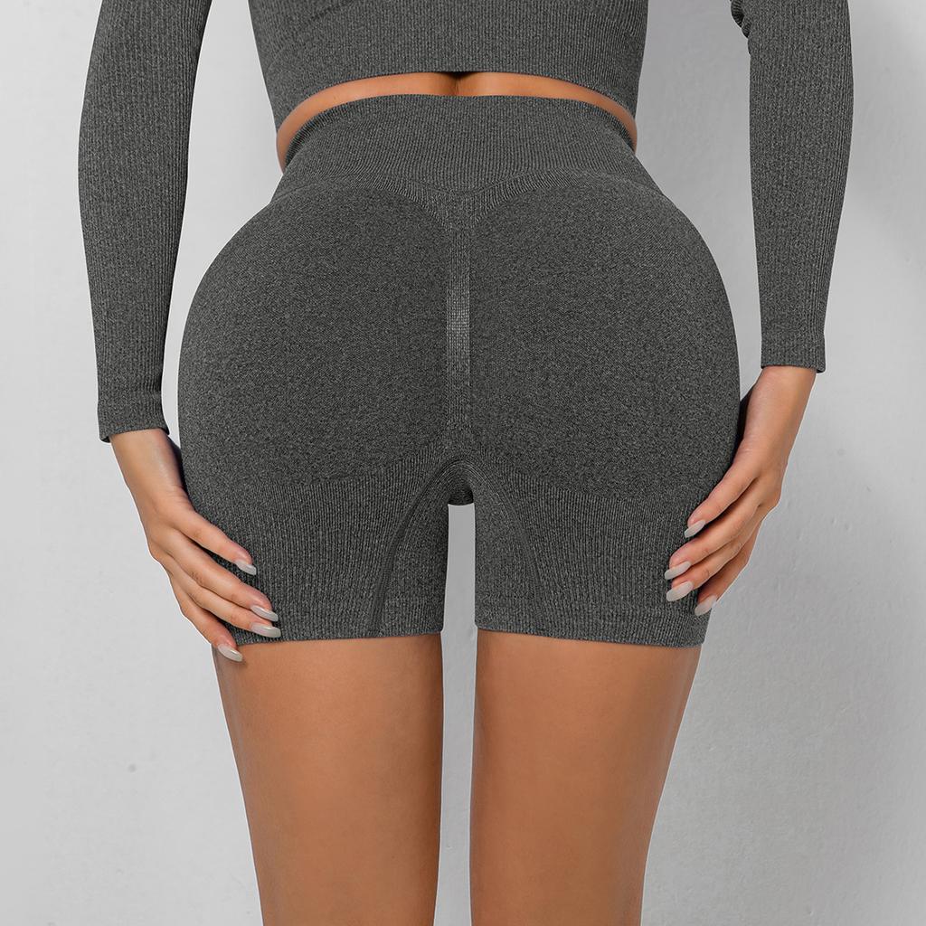 Seamless Yoga Shorts Booty Lifting Push Up Booty Amplify Shorts Women Gym High Waist Shorts Ribbed Workout Fitness Shorts
