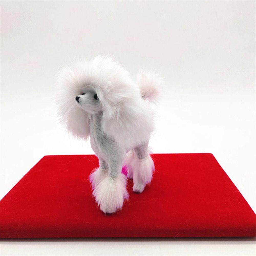 Room Decoration Plush Toys Poodle Figurines Desk Ornaments Miniature Figurines Simulation Dog